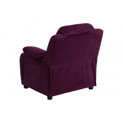 BLNK Charlie Deluxe Microfiber Padded Contemporary Kids Recliner with Storage Arms - Purple