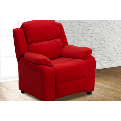 BLNK - Charlie Deluxe Microfiber Padded Contemporary Kids Recliner with Storage Arms