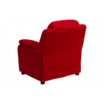 BLNK Charlie Deluxe Microfiber Padded Contemporary Kids Recliner with Storage Arms - Red