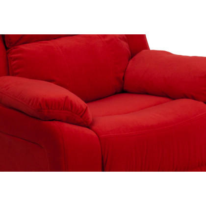 BLNK Charlie Deluxe Microfiber Padded Contemporary Kids Recliner with Storage Arms - Red
