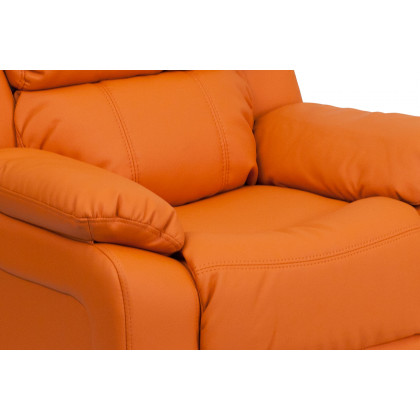 BLNK Charlie Deluxe Vinyl Padded Contemporary Kids Recliner with Storage Arms - Orange