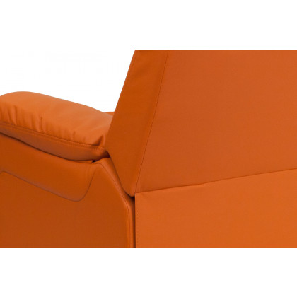 BLNK Charlie Deluxe Vinyl Padded Contemporary Kids Recliner with Storage Arms - Orange