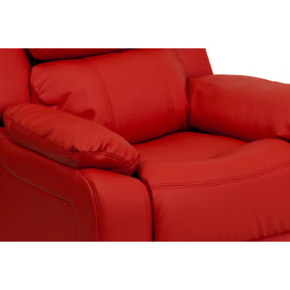 BLNK Charlie Deluxe Vinyl Padded Contemporary Kids Recliner with Storage Arms - Red