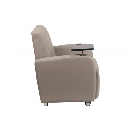 BLNK George LeatherSoft Guest Chair with Tablet Arm, Front Wheel Casters and Cup Holder - Gray