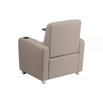 BLNK George LeatherSoft Guest Chair with Tablet Arm, Front Wheel Casters and Cup Holder - Gray