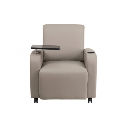 BLNK George LeatherSoft Guest Chair with Tablet Arm, Front Wheel Casters and Cup Holder - Gray