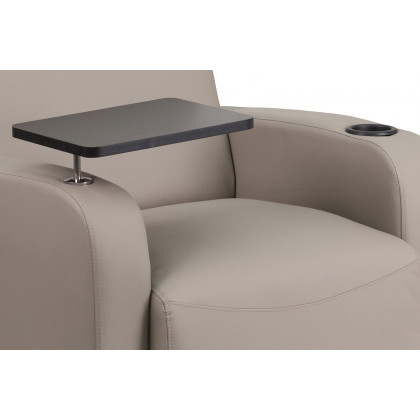 BLNK George LeatherSoft Guest Chair with Tablet Arm, Front Wheel Casters and Cup Holder - Gray