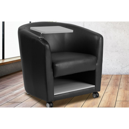 BLNK - George LeatherSoft Guest Chair with Tablet Arm, Front Wheel Casters and Under Seat Storage