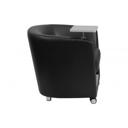 BLNK George LeatherSoft Guest Chair with Tablet Arm, Front Wheel Casters and Under Seat Storage - Gray Table