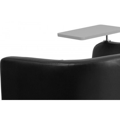 BLNK George LeatherSoft Guest Chair with Tablet Arm, Front Wheel Casters and Under Seat Storage - Gray Table