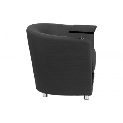 BLNK George Fabric Guest Chair with Tablet Arm, Chrome Legs and Under Seat Storage - Black Table