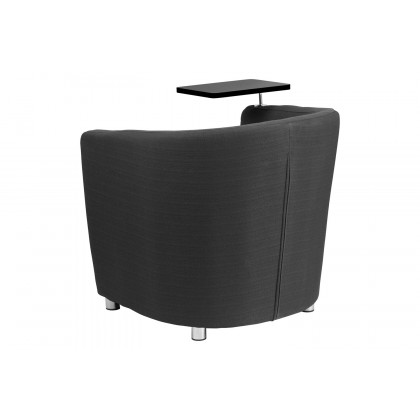 BLNK George Fabric Guest Chair with Tablet Arm, Chrome Legs and Under Seat Storage - Black Table