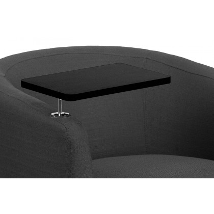 BLNK George Fabric Guest Chair with Tablet Arm, Chrome Legs and Under Seat Storage - Black Table