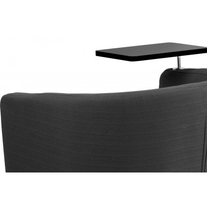 BLNK George Fabric Guest Chair with Tablet Arm, Chrome Legs and Under Seat Storage - Black Table