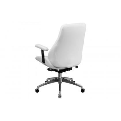 BLNK Hansel LeatherSoft Mid-Back Smooth Upholstered Executive Swivel Office Chair with Arms - White