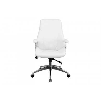 BLNK Hansel LeatherSoft Mid-Back Smooth Upholstered Executive Swivel Office Chair with Arms - White