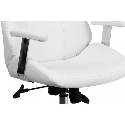 BLNK Hansel LeatherSoft Mid-Back Smooth Upholstered Executive Swivel Office Chair with Arms - White