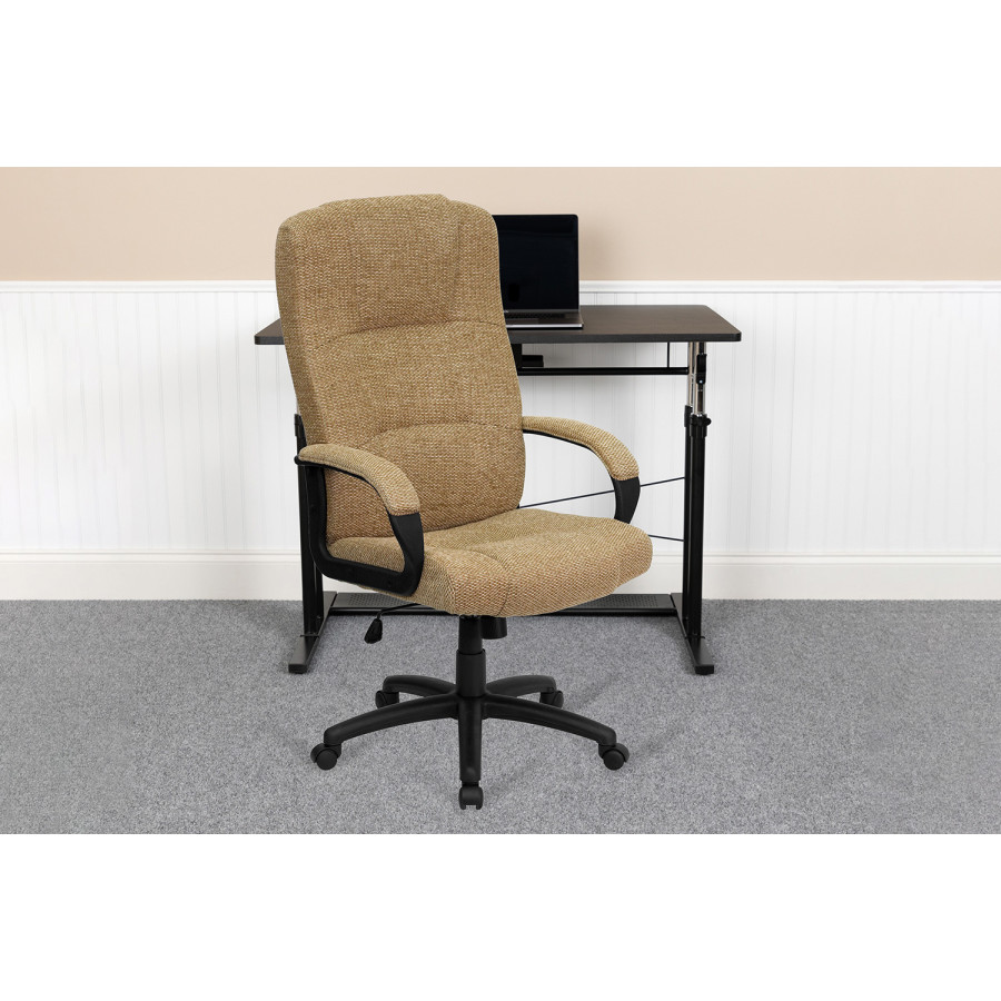 BLNK Rochelle Fabric High-Back Executive Swivel Office Chair with Arms - Beige