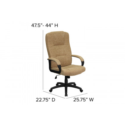 BLNK Rochelle Fabric High-Back Executive Swivel Office Chair with Arms - Beige