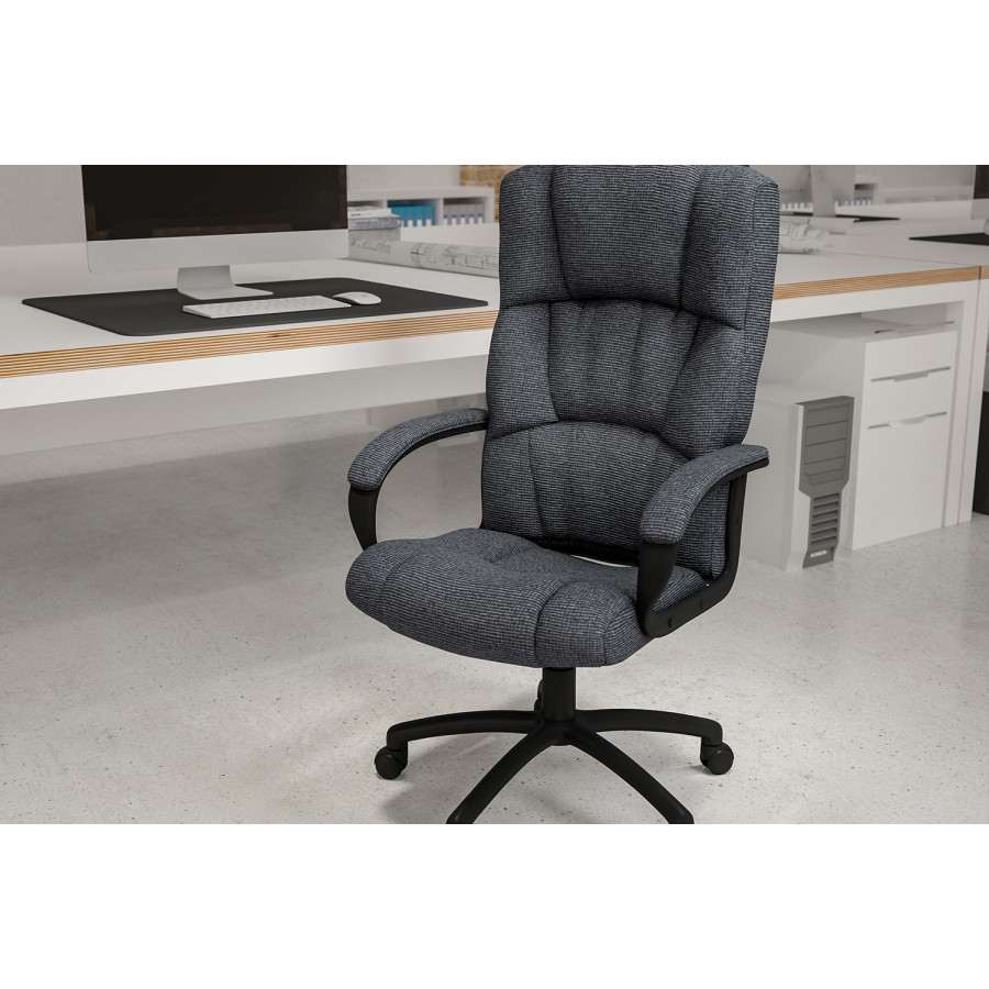 BLNK Rochelle Fabric High-Back Executive Swivel Office Chair with Arms - Gray
