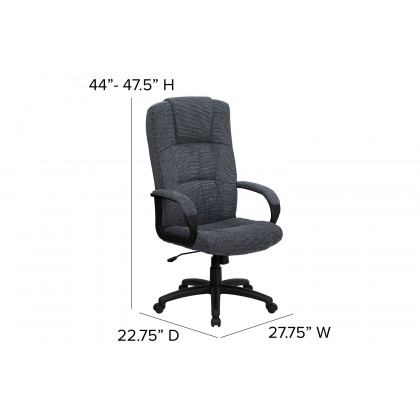 BLNK Rochelle Fabric High-Back Executive Swivel Office Chair with Arms - Gray