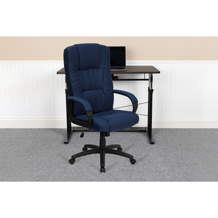 BLNK Rochelle Fabric High-Back Executive Swivel Office Chair with Arms - Blue