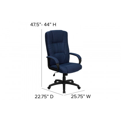 BLNK Rochelle Fabric High-Back Executive Swivel Office Chair with Arms - Blue