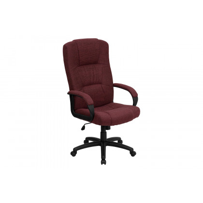 BLNK Rochelle Fabric High-Back Executive Swivel Office Chair with Arms - Burgundy