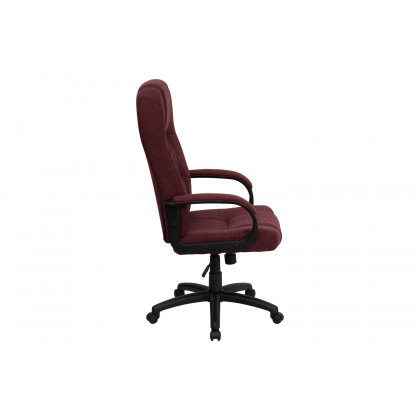 BLNK Rochelle Fabric High-Back Executive Swivel Office Chair with Arms - Burgundy
