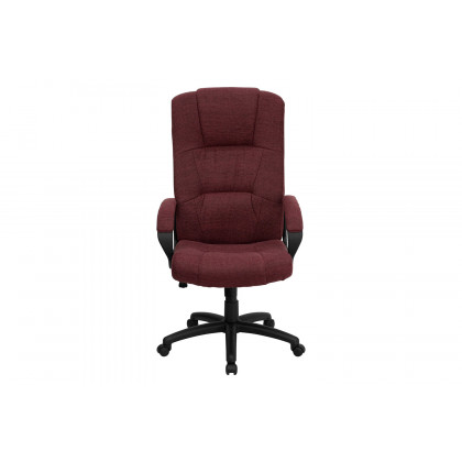 BLNK Rochelle Fabric High-Back Executive Swivel Office Chair with Arms - Burgundy