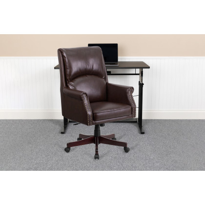 BLNK - Hansel LeatherSoft High-Back Pillow Back Executive Swivel Office Chair with Arms