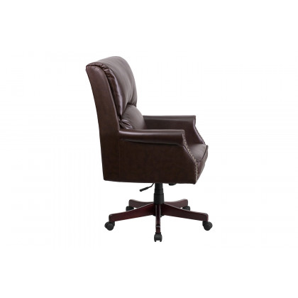 BLNK Hansel LeatherSoft High-Back Pillow Back Executive Swivel Office Chair with Arms - Brown