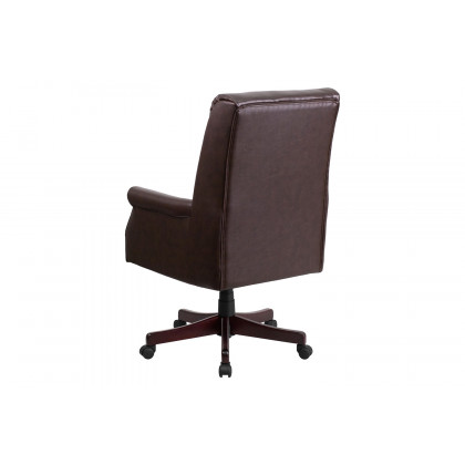 BLNK Hansel LeatherSoft High-Back Pillow Back Executive Swivel Office Chair with Arms - Brown