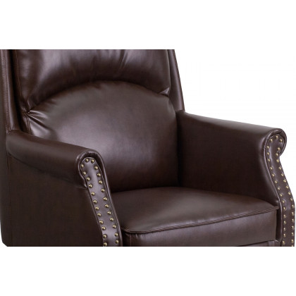 BLNK Hansel LeatherSoft High-Back Pillow Back Executive Swivel Office Chair with Arms - Brown