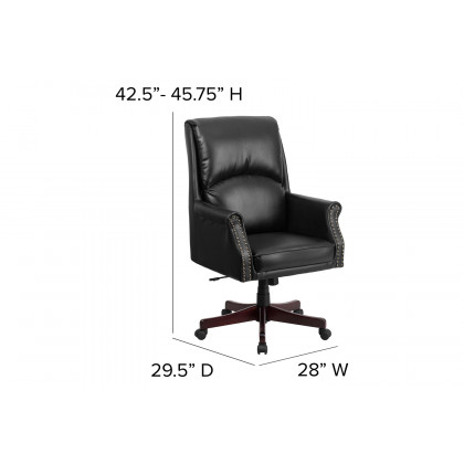 BLNK Hansel LeatherSoft High-Back Pillow Back Executive Swivel Office Chair with Arms - Black