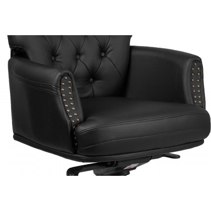 BLNK Hansel LeatherSoft High-Back Traditional Tufted Multifunction Executive Swivel Ergonomic Office Chair with Arms - Black