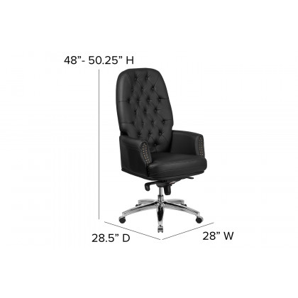 BLNK Hansel LeatherSoft High-Back Traditional Tufted Multifunction Executive Swivel Ergonomic Office Chair with Arms - Black