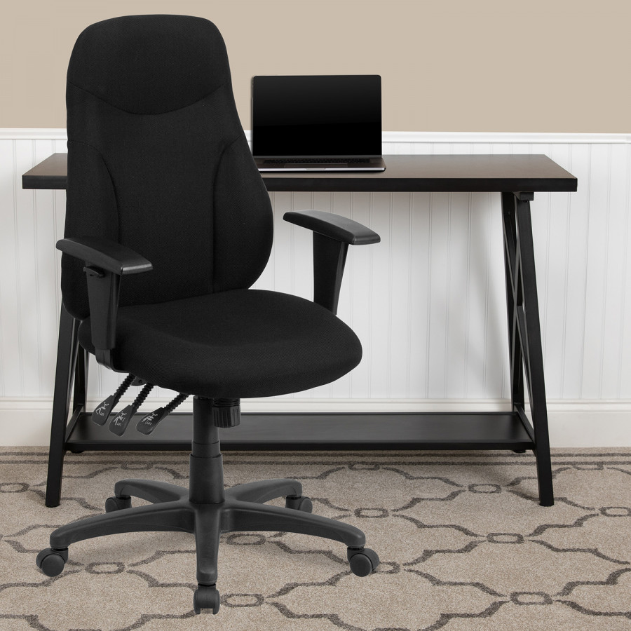 BLNK Hughes Fabric High-Back Multifunction Swivel Ergonomic Task Office Chair - with Adjustable Arms
