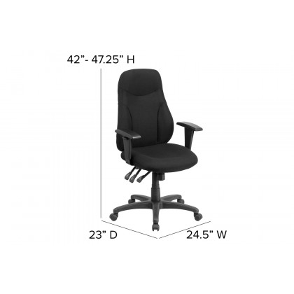 BLNK Hughes Fabric High-Back Multifunction Swivel Ergonomic Task Office Chair - with Adjustable Arms