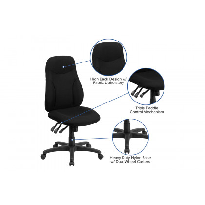 BLNK Hughes Fabric High-Back Multifunction Swivel Ergonomic Task Office Chair