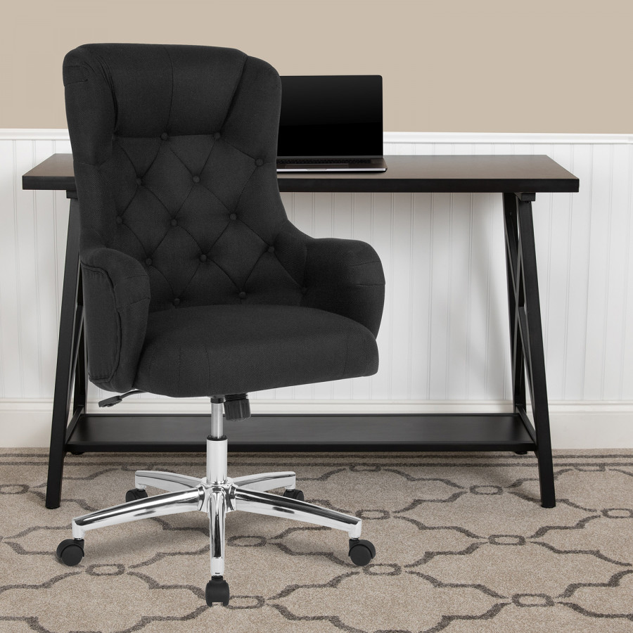 BLNK Chambord Fabric Chambord Home and Office Upholstered High Back Chair - Black