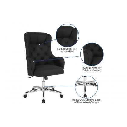 BLNK Chambord Fabric Chambord Home and Office Upholstered High Back Chair - Black