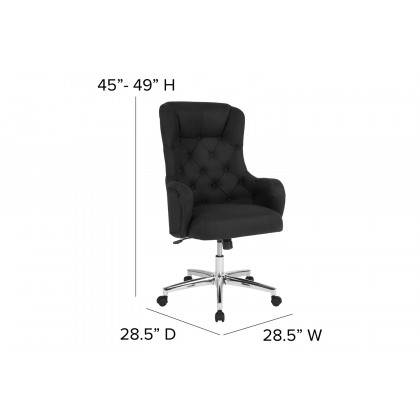 BLNK Chambord Fabric Chambord Home and Office Upholstered High Back Chair - Black