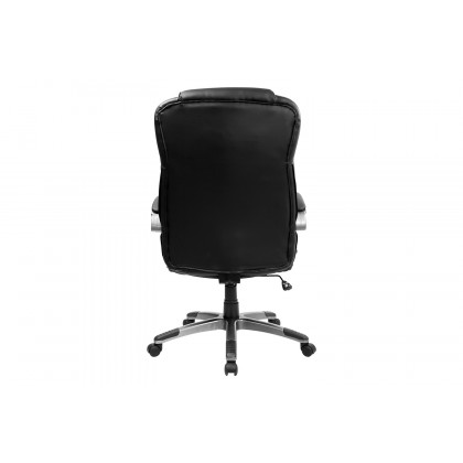 BLNK Hansel LeatherSoft High-Back Executive Swivel Office Chair with Titanium Nylon Base and Loop Arms - Black