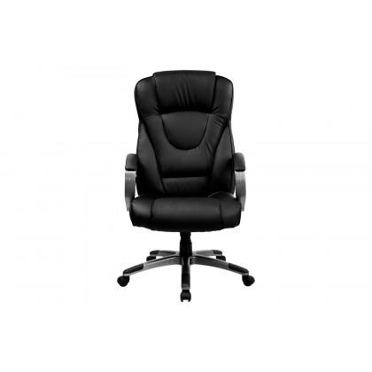 BLNK Hansel LeatherSoft High-Back Executive Swivel Office Chair with Titanium Nylon Base and Loop Arms - Black