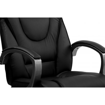BLNK Hansel LeatherSoft High-Back Executive Swivel Office Chair with Titanium Nylon Base and Loop Arms - Black