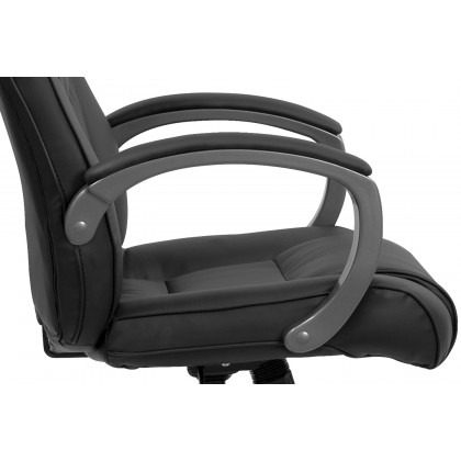 BLNK Hansel LeatherSoft High-Back Executive Swivel Office Chair with Titanium Nylon Base and Loop Arms - Black