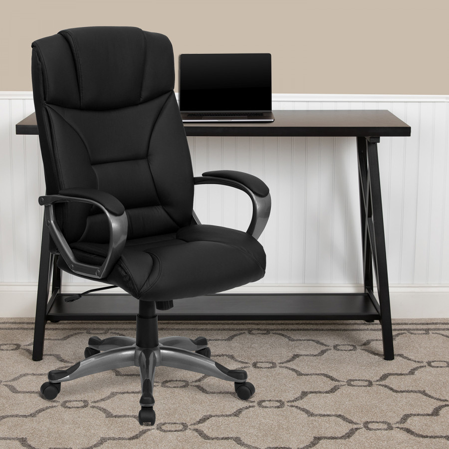 BLNK - Hansel LeatherSoft High-Back Executive Swivel Office Chair with Padded Arms