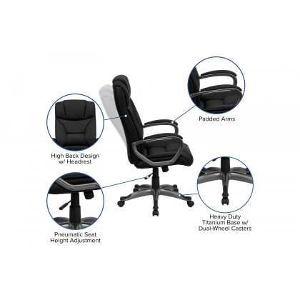 BLNK - Hansel LeatherSoft High-Back Executive Swivel Office Chair with Padded Arms