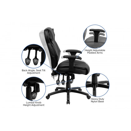 BLNK - Hansel LeatherSoft High-Back Multifunction Executive Swivel Ergonomic Office Chair with Lumbar Support Knob with Arms